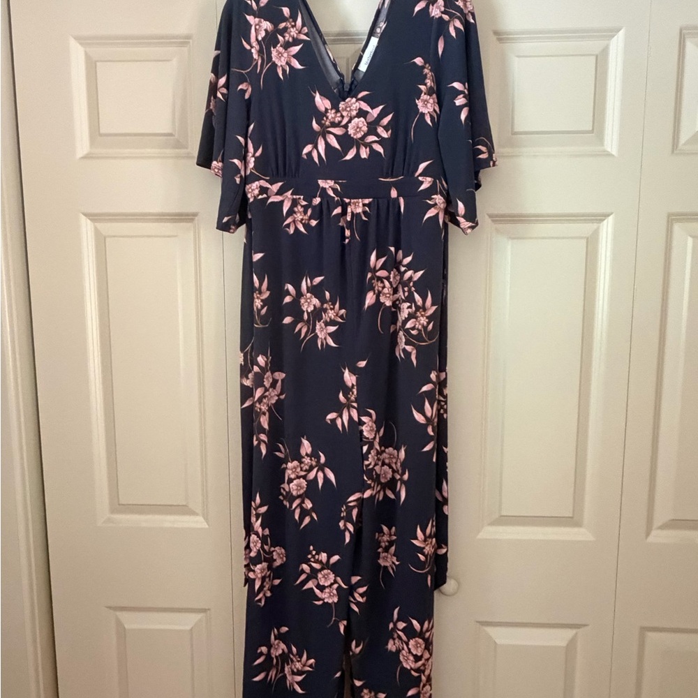 Motherhood Maternity Navy and Pink Floral Maxi Dress